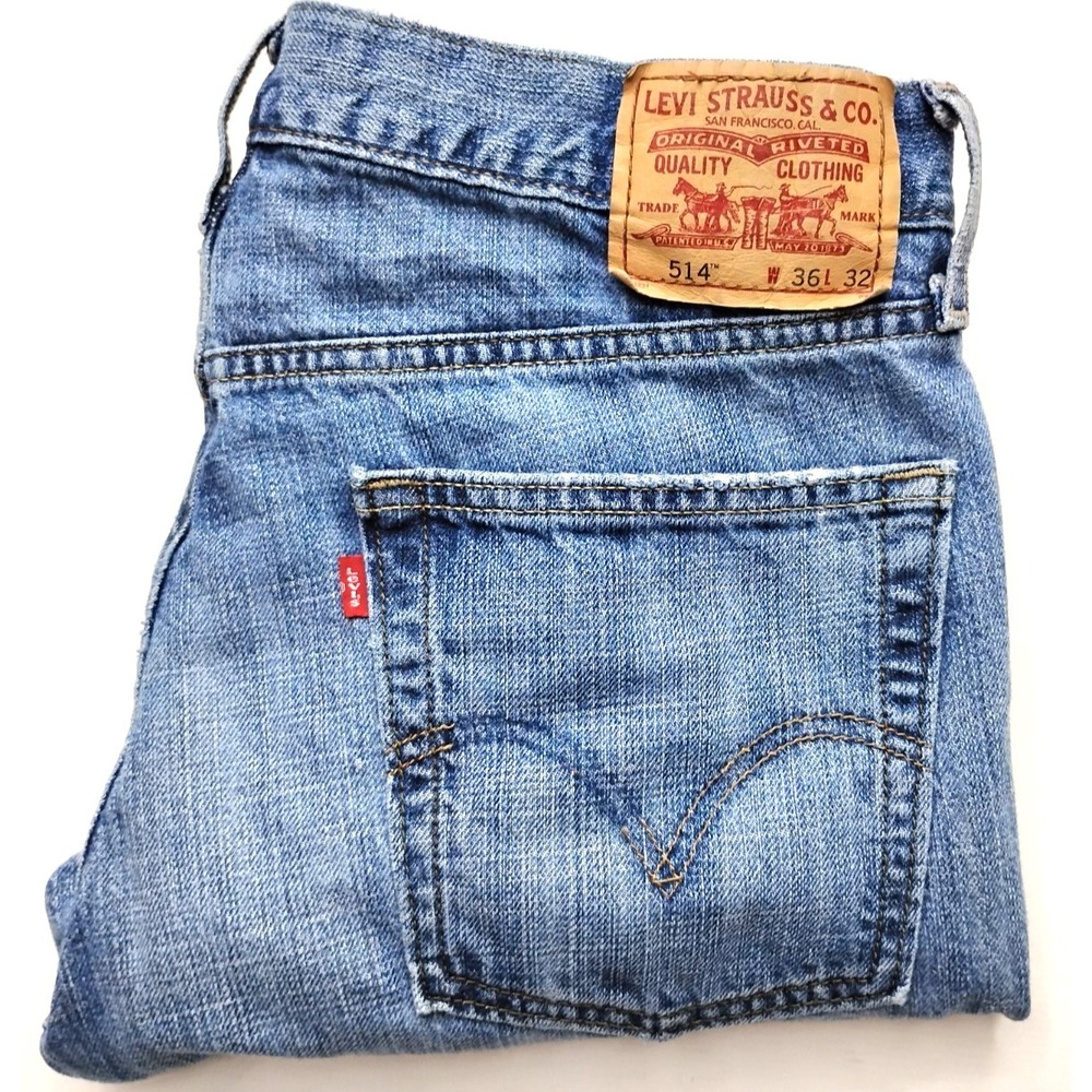 Levi's 514 Denim Jeans Men's Size 36x32 Blue Slim Straight Red Tab Y2K
